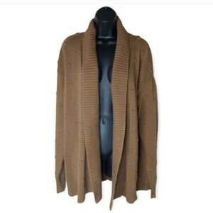 Callahan Open Front Cardigan Sweater Knot Knit Heavyweight Brown L